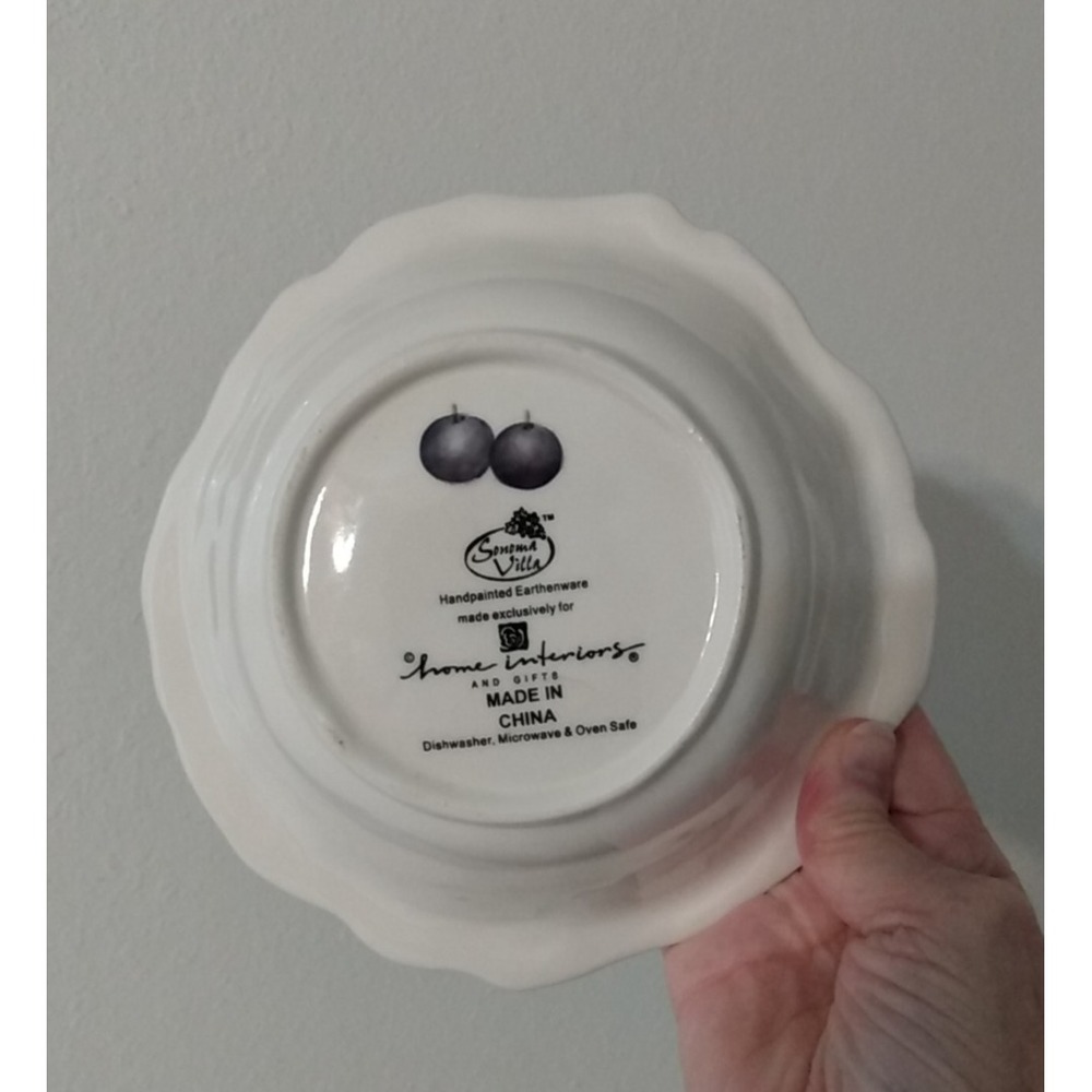 Home Interior Sonoma Villa Earthenware Ceramic Cereal Bowl Raised Fruit Pattern - Picture 9 of 10